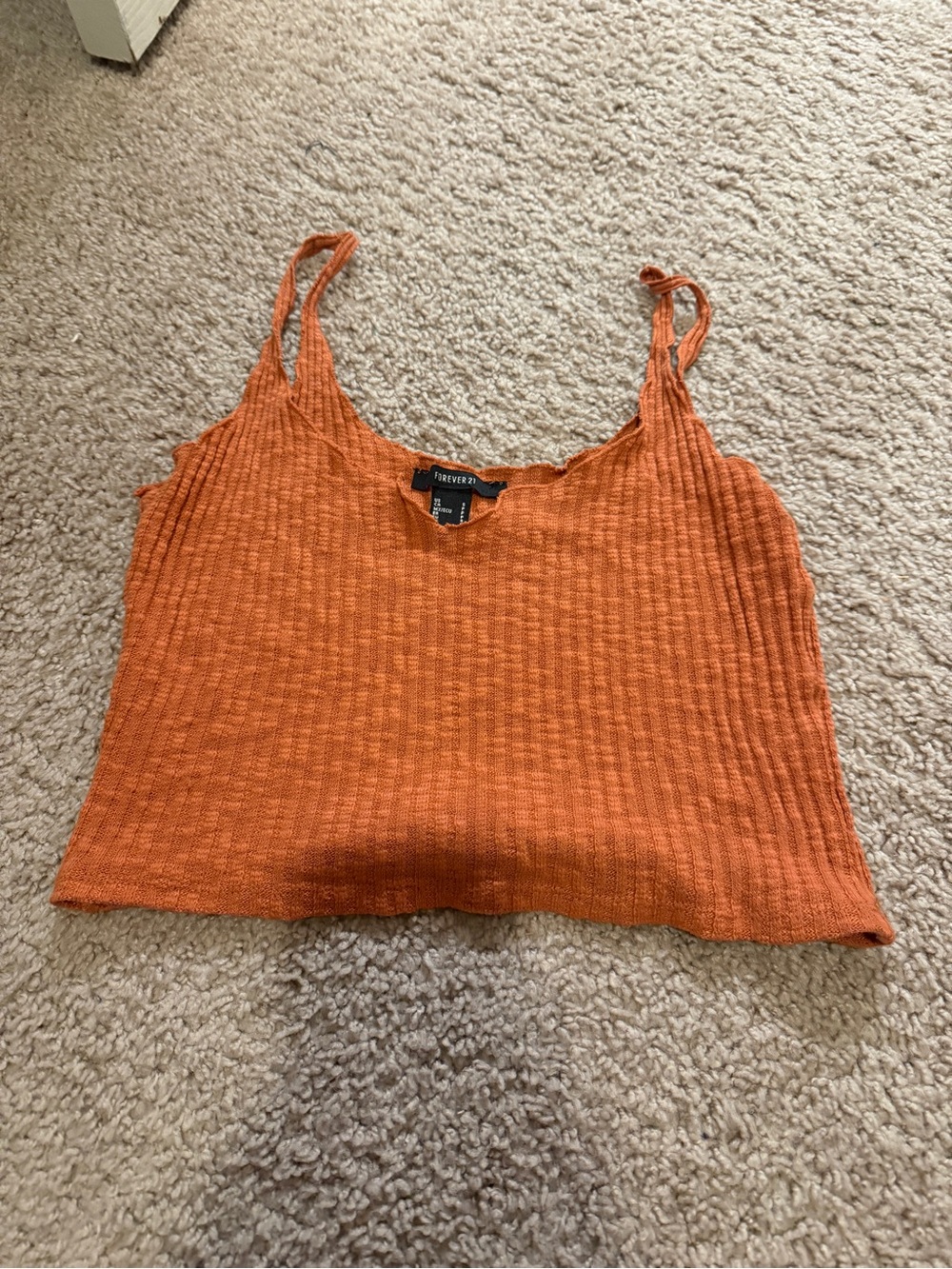 Forever 21 Orange Ribbed Cropped Cami